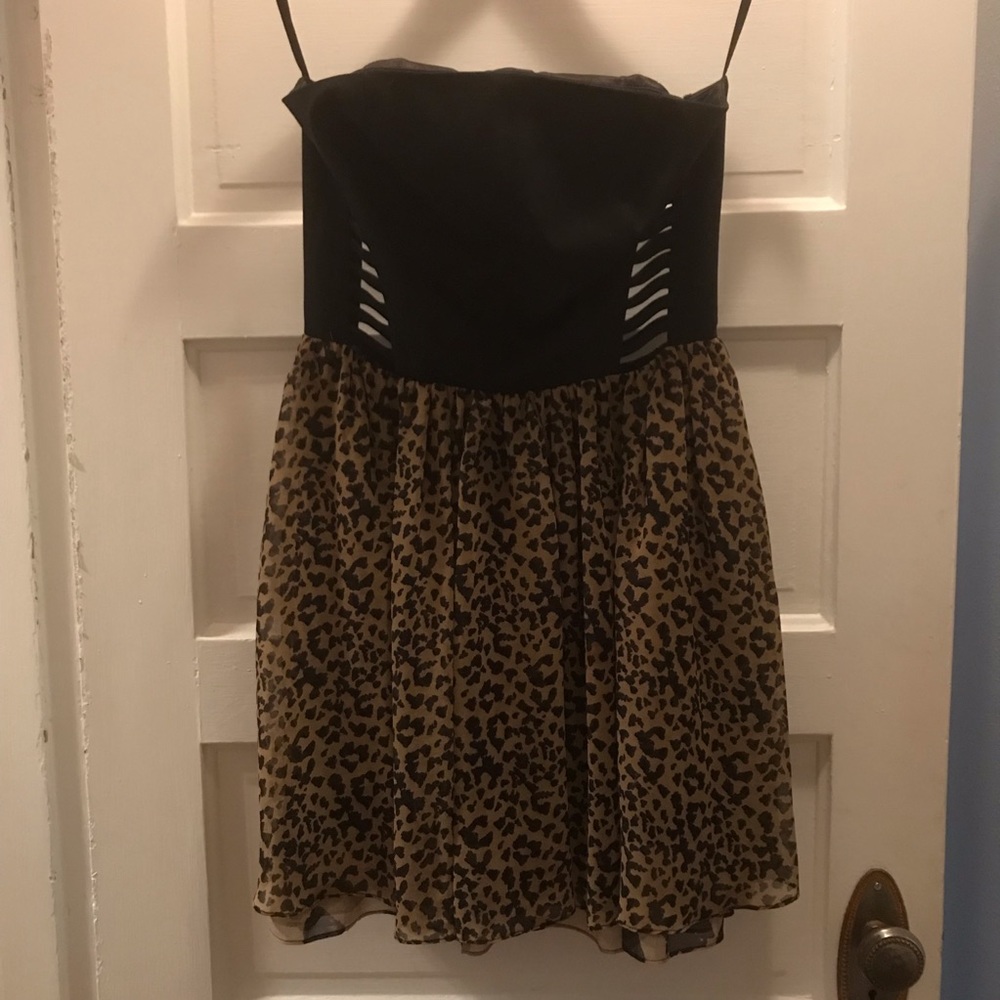 Rachel Roy Mini Strapless Leopard Print Dress